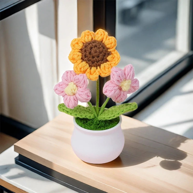 Crochet Sunflower Pots