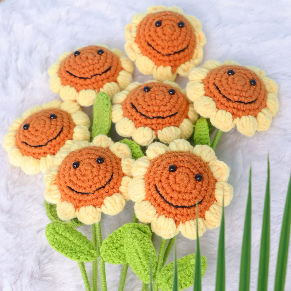Smiling Crochet Sunflowers