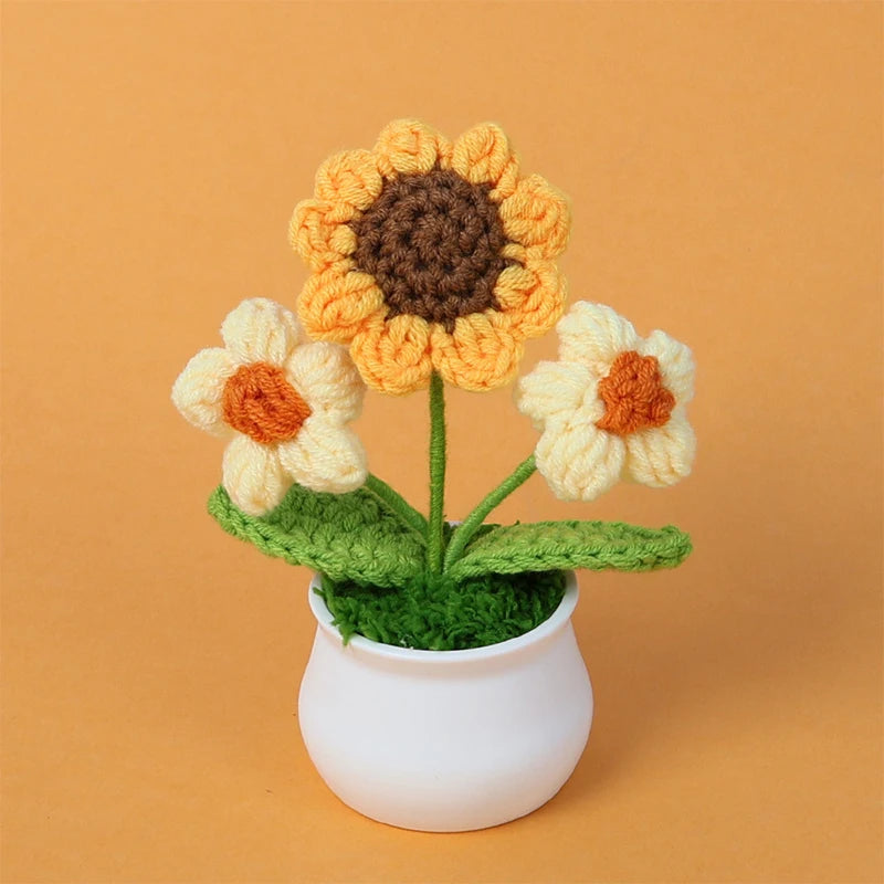 Crochet Sunflower Pots