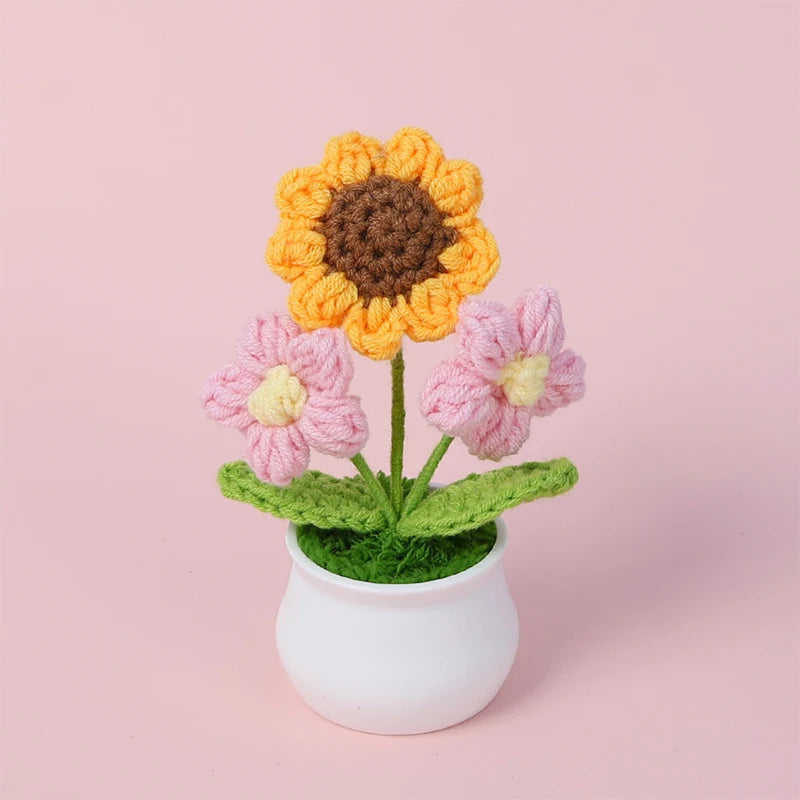 Crochet Sunflower Pots