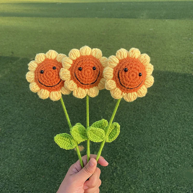 Smiling Crochet Sunflowers