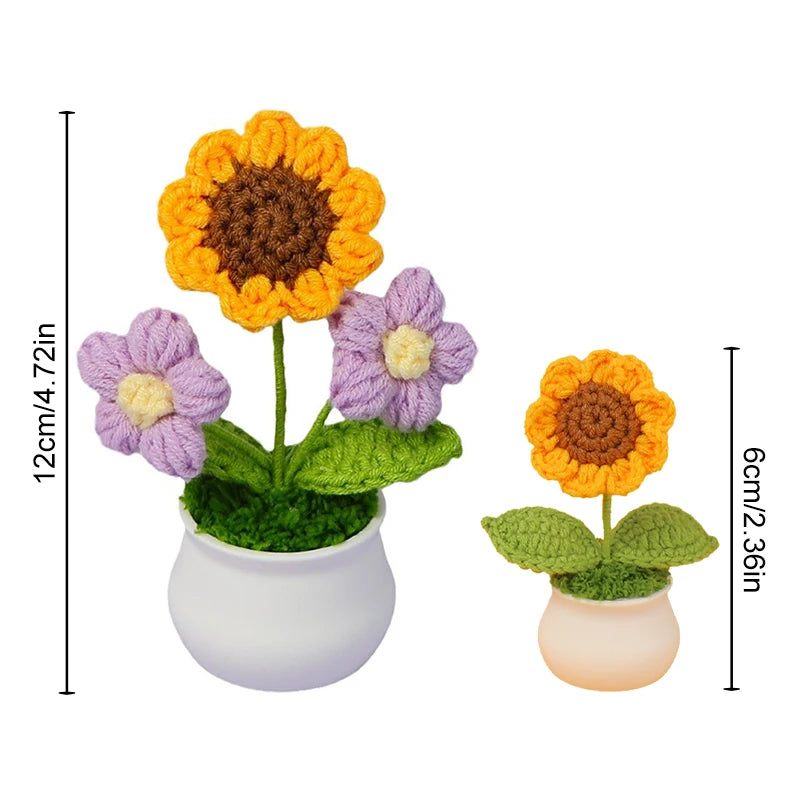 Crochet Sunflower Pots