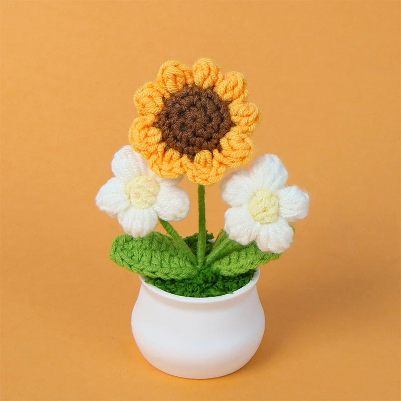 Crochet Sunflower Pots