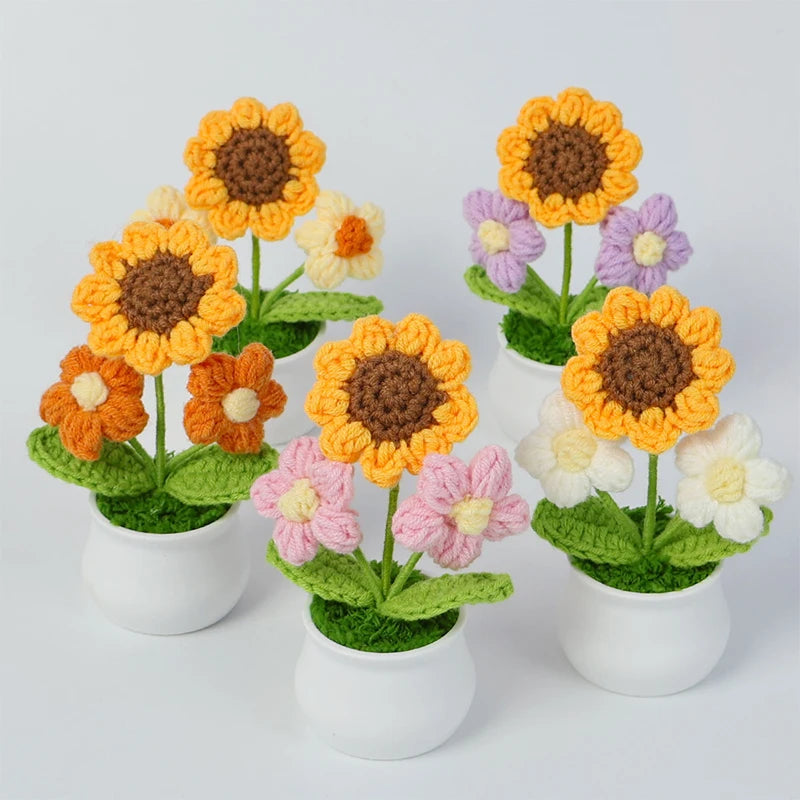 Crochet Sunflower Pots