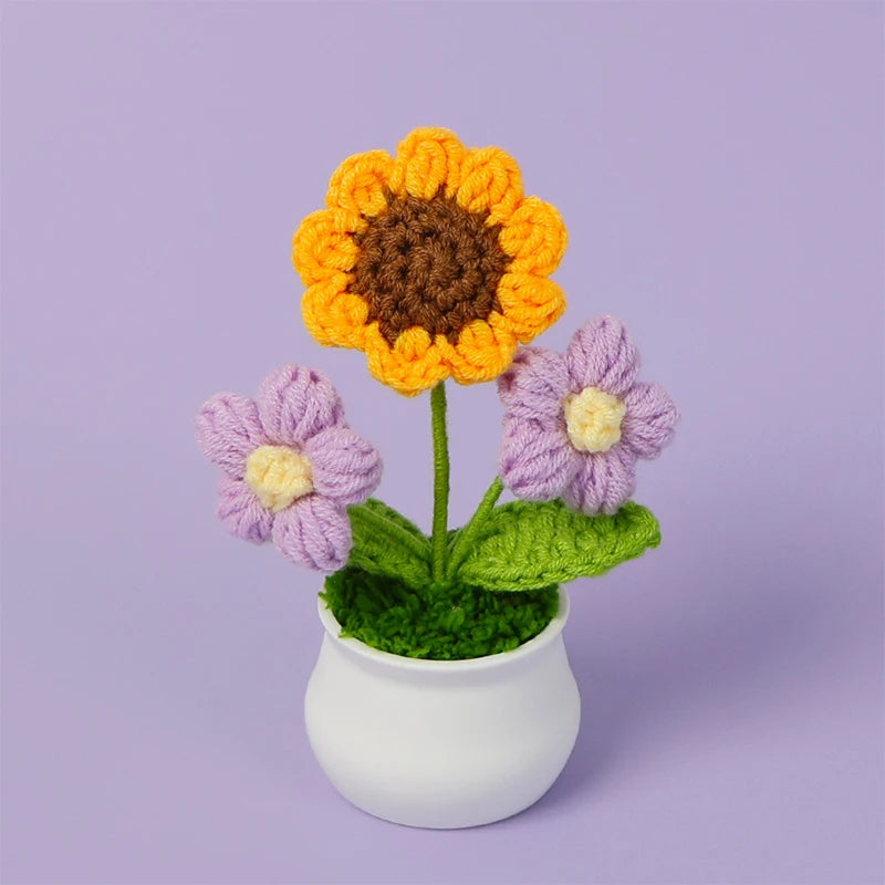 Crochet Sunflower Pots