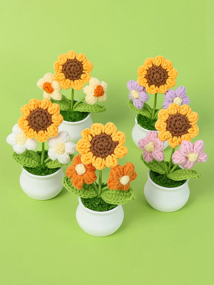 Crochet Sunflower Pots
