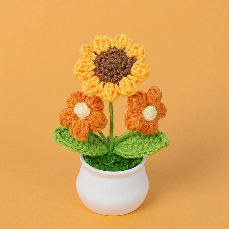 Crochet Sunflower Pots