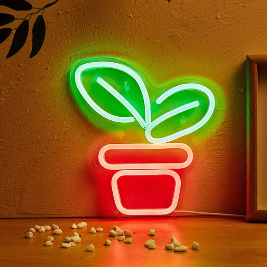 Pot Plant Neon Light