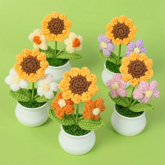 Crochet Sunflower Pots
